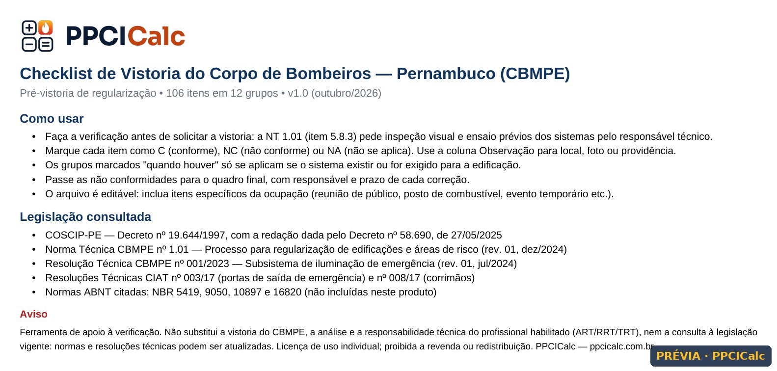Prévia 7 de Kit Completo PPCI Pernambuco